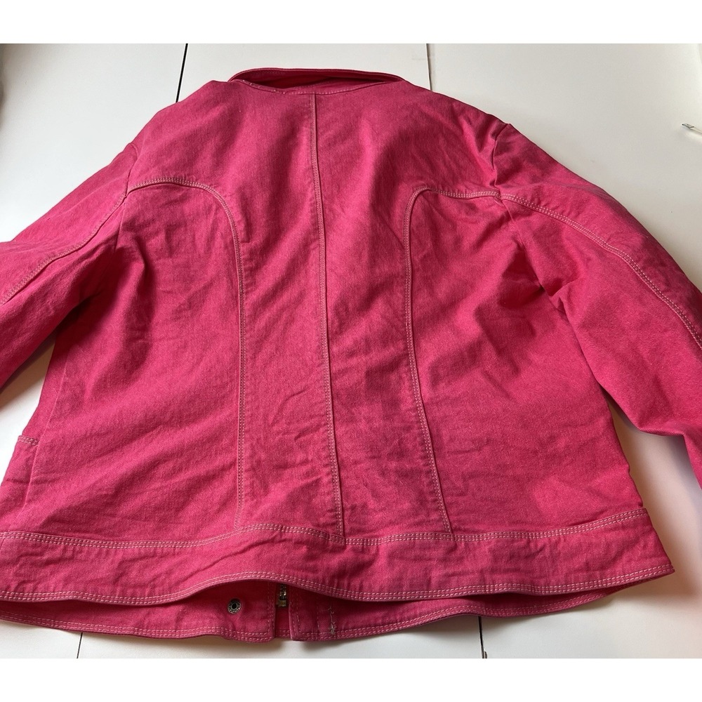 Orvis Women's Jacket Size 12 Hot Pink Denim Cotton Spandex Full Zip Coat - Picture 12 of 13